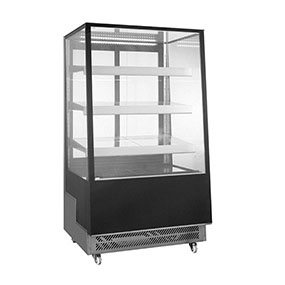 Floor Freestanding Rectangle Refrigerated Glass Display Case with Wheels